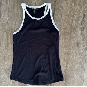 EUC Athleta Signature Rib Black Tank with White Contrast Trim